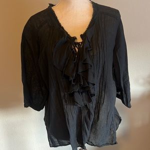 Ralph Lauren Denim & Supply Black Ruffled Blouse, size Medium